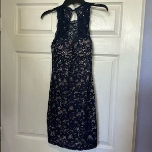Navy blue short sequins dress homecoming juniors Sequins Heart